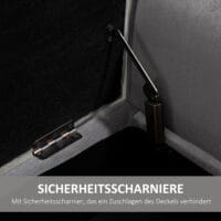 Graue Sitzbank mit Stauraum, Masse 118x42x66cm. Eine grosse Sitzbank mit viel Platz für Ihre Gegenstände.