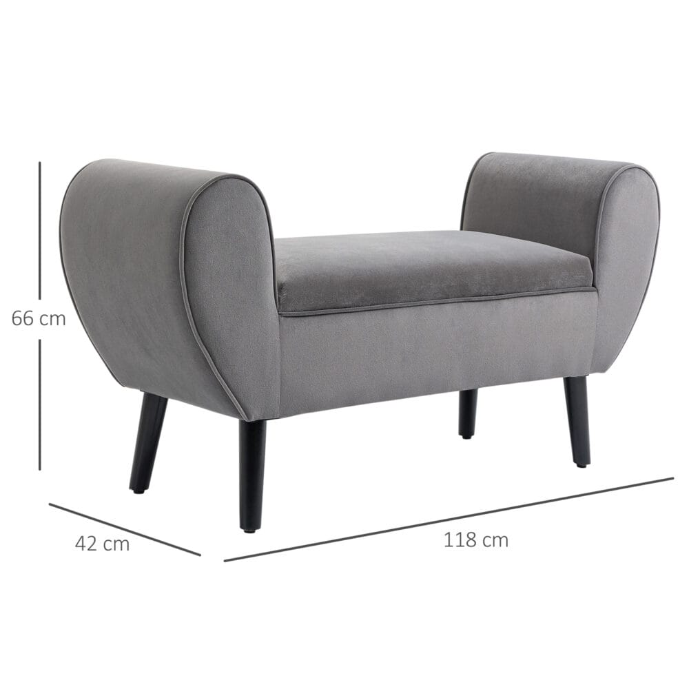 Graue Sitzbank mit Stauraum, Masse 118x42x66cm. Eine grosse Sitzbank mit viel Platz für Ihre Gegenstände.