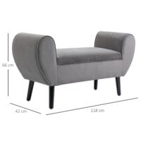 Graue Sitzbank mit Stauraum, Masse 118x42x66cm. Eine grosse Sitzbank mit viel Platz für Ihre Gegenstände.