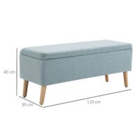 Hellgrüne Sitzbank mit Stauraum, Masse 110x39x45cm. Eine frische Farbe für ein funktionales Möbelstück.