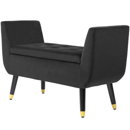 Dunkelgraue Sitzbank mit Stauraum in Samtoptik, Masse 107x42x65cm. Eine luxuriöse und funktionale Ergänzung.