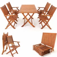 Sitzgruppe Gartentisch + 4 Stühle Sydney Akazienholz ~ FSC®