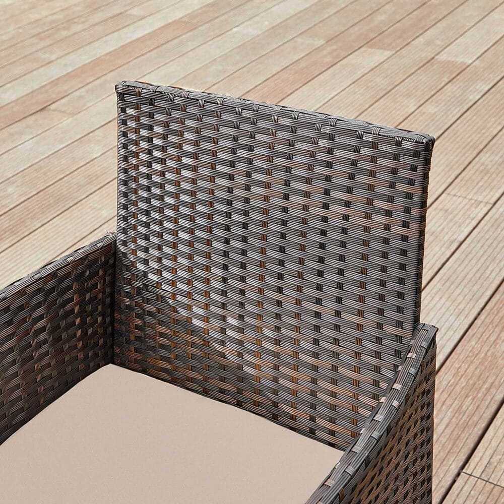Rattan Sitzgruppe 4-teilig, Gartenbank, Sessel und Tisch, Rattan Natur