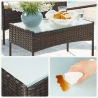 Rattan Sitzgruppe 4-teilig, Gartenbank, Sessel und Tisch, Rattan Natur