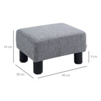 Ein grauer, rechteckiger Sitzhocker in Leinenoptik, belastbar bis 150kg.