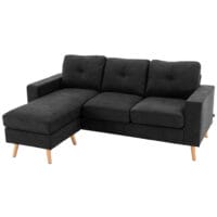 Sofa Ecksofa L-Form Chaiselongue 193x136x85cm Schwarz - Grosszügiges Ecksofa mit Chaiselongue, in Schwarz.