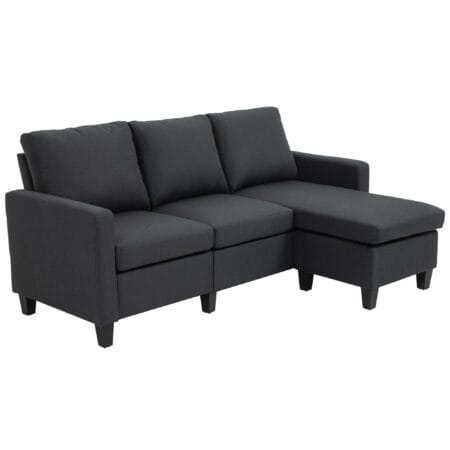 Sofa Ecksofa L-Form Chaiselongue 197x139x91cm Dunkelgrau - Stilvolles L-förmiges Ecksofa in Dunkelgrau.