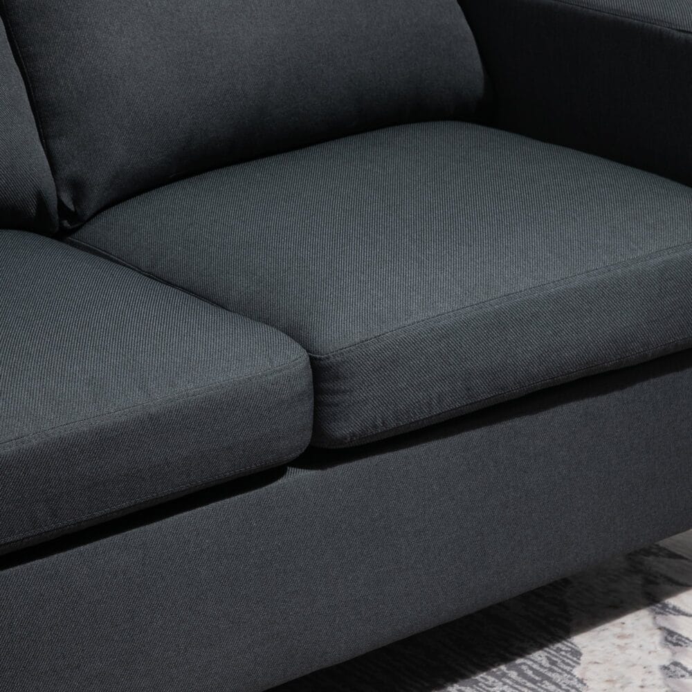 Sofa Ecksofa L-Form Chaiselongue 197x139x91cm Dunkelgrau - Stilvolles L-förmiges Ecksofa in Dunkelgrau.