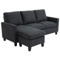 Sofa Ecksofa L-Form Chaiselongue 197x139x91cm Dunkelgrau - Grosses Ecksofa in L-Form, Dunkelgrau.