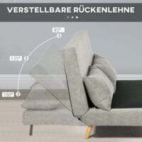 Sofa Gästebett Klappbett mit Rückenkissen 141x90x81cm Grau - Praktisches Gästebett mit Rückenlehne.