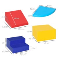 4-teiliges Set Softbausteine, ideal für Kinder von 12-36 Monaten. Weiche und sichere Bausteine für die motorische Entwicklung.