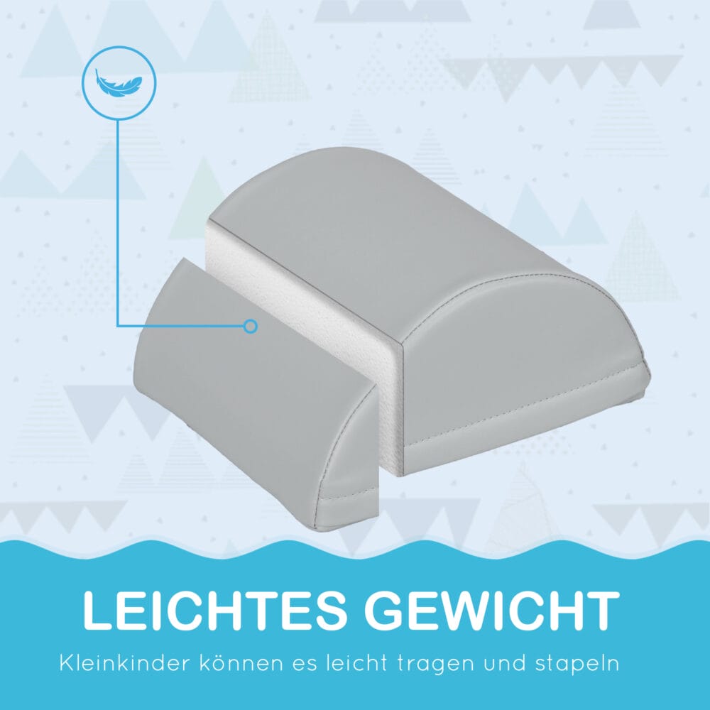 Bunte 11-teilige Softbausteine aus Kunstleder, ideal für Kinder von 1-3 Jahren. Weich und sicher zum Spielen und Bauen.
