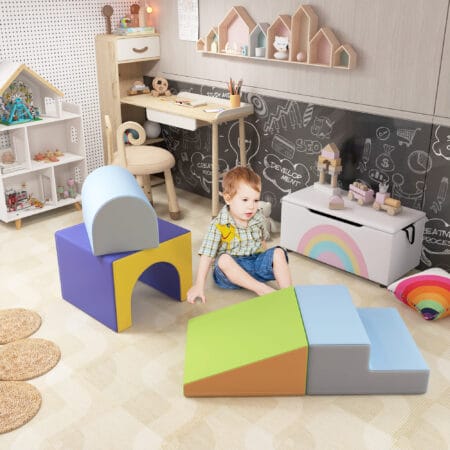 4er-Set Riesenbausteine aus Kunstleder und EPE, Softbausteine ideal für Kinder von 1-3 Jahren. Grosse, sichere Bausteine für kreatives Spiel.