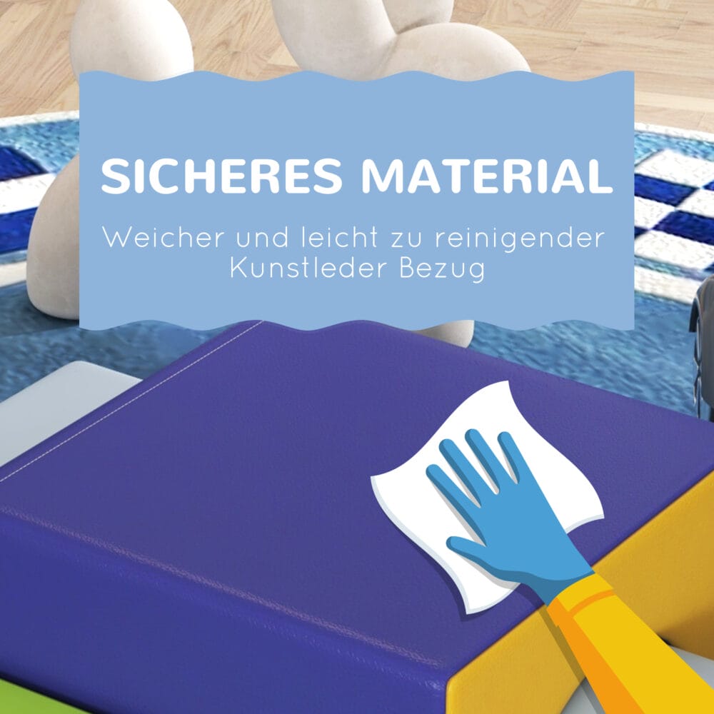 4er-Set Riesenbausteine aus Kunstleder und EPE, Softbausteine ideal für Kinder von 1-3 Jahren. Grosse, sichere Bausteine für kreatives Spiel.
