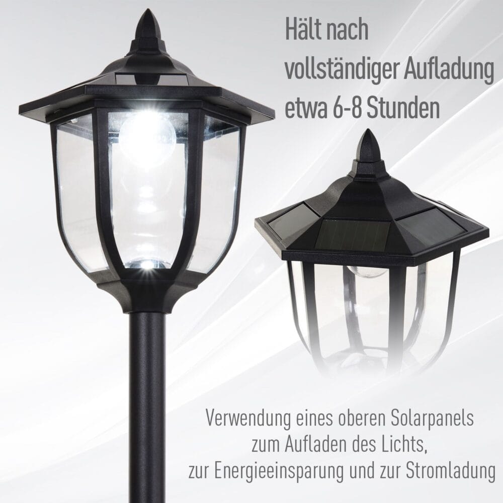 Solar-Gartenlaterne Ø265x177 cm, LED-Leuchte für außen, Farbe Schwarz.