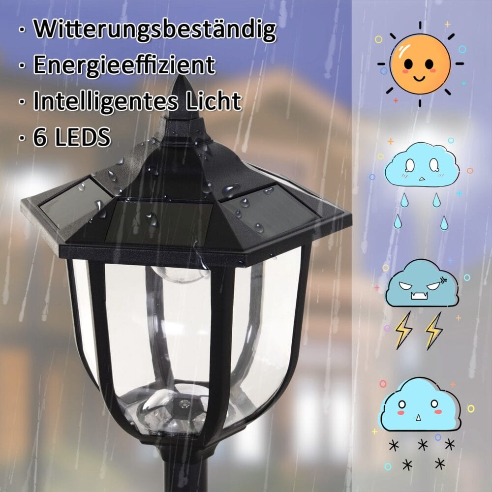 Solar-Gartenlaterne Ø265x177 cm, LED-Leuchte für außen, Farbe Schwarz.