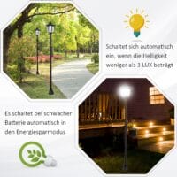 Solar-Gartenlaterne Ø265x177 cm, LED-Leuchte für außen, Farbe Schwarz.