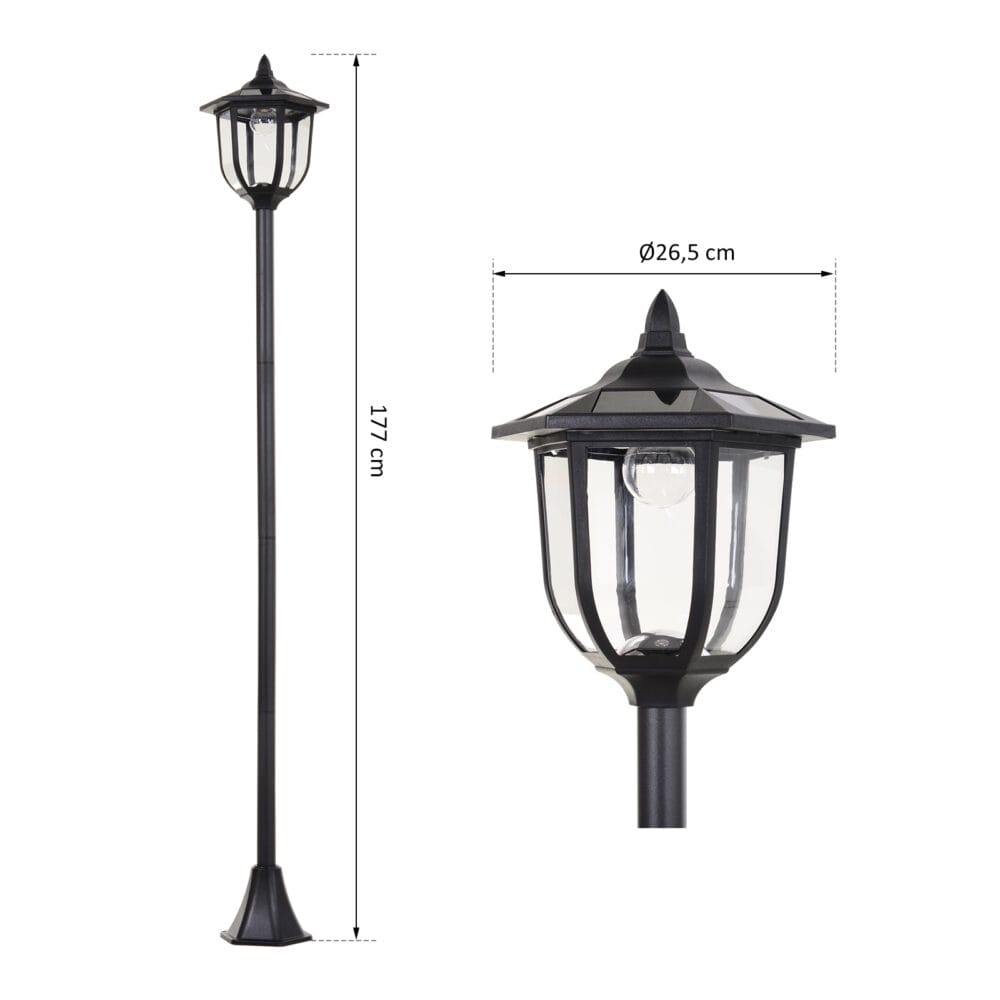 Solar-Gartenlaterne Ø265x177 cm, LED-Leuchte für außen, Farbe Schwarz.