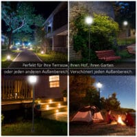 Solar-Gartenlaterne mit LED, 15x15x120 cm, für Außenbereiche in Schwarz.