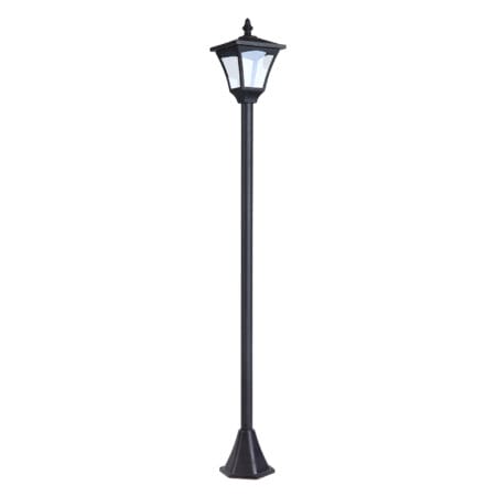 Solar-Gartenlaterne mit LED, 15x15x120 cm, für Außenbereiche in Schwarz.