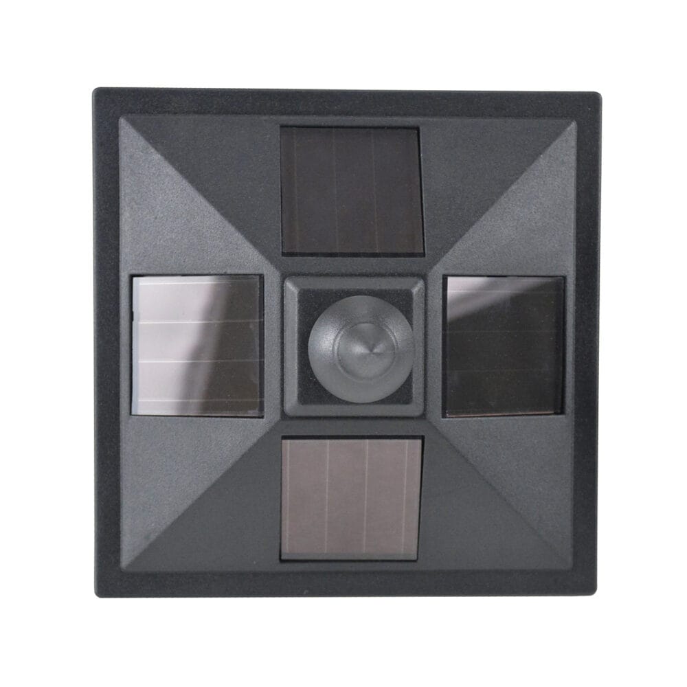 Solar-Gartenlaterne mit LED, 15x15x120 cm, für Außenbereiche in Schwarz.