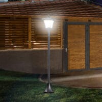 Solar-Gartenlaterne mit LED, 18x18x160 cm, stilvoll und funktional in Schwarz.