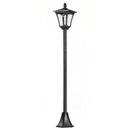 Solar-Gartenlaterne mit LED, 18x18x160 cm, stilvoll und funktional in Schwarz.