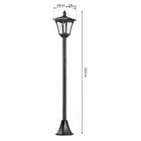 Solar-Gartenlaterne mit LED, 18x18x160 cm, stilvoll und funktional in Schwarz.