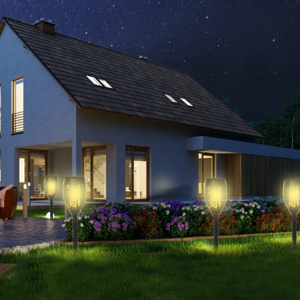 Solarleuchte 4er-Set Ø12x72 cm, ideal für den Garten, Schwarz.