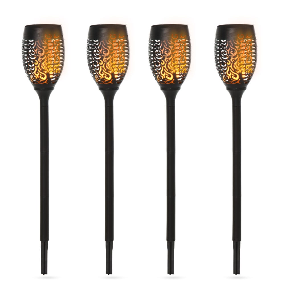 Solarleuchte 4er-Set Ø12x72 cm, ideal für den Garten, Schwarz.