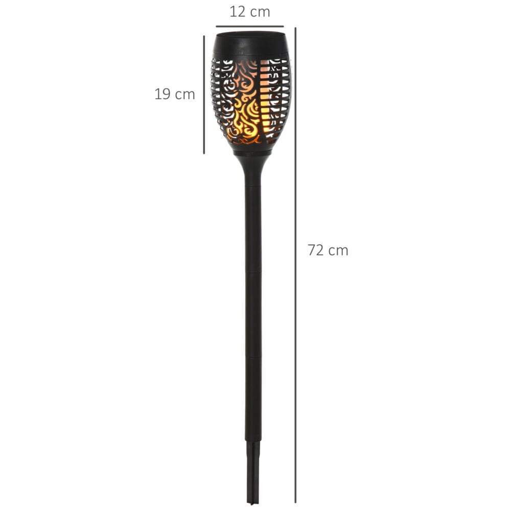 Solarleuchte 4er-Set Ø12x72 cm, ideal für den Garten, Schwarz.