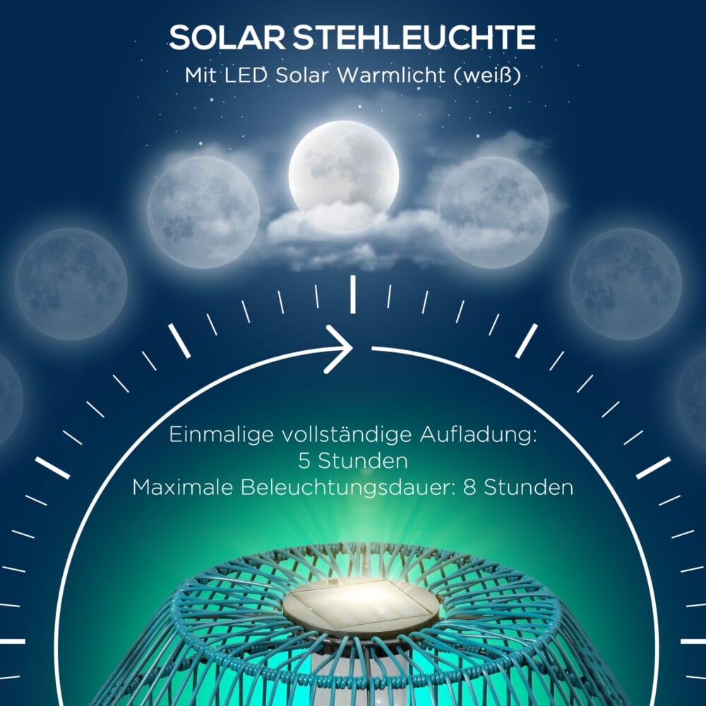 Solarleuchte im Trommel-Design mit LED-Beleuchtung, Farbe Grün.