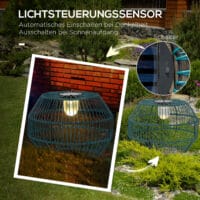 Solarleuchte im Trommel-Design mit LED-Beleuchtung, Farbe Grün.