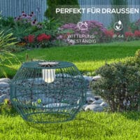 Solarleuchte im Trommel-Design mit LED-Beleuchtung, Farbe Grün.