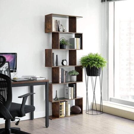 Songmics Bücherregal mit 6 Ebenen Vintage 70x24x190.5cm aus Holz
