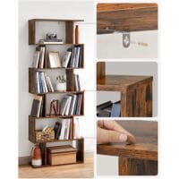 Songmics Bücherregal mit 6 Ebenen Vintage 70x24x190.5cm aus Holz