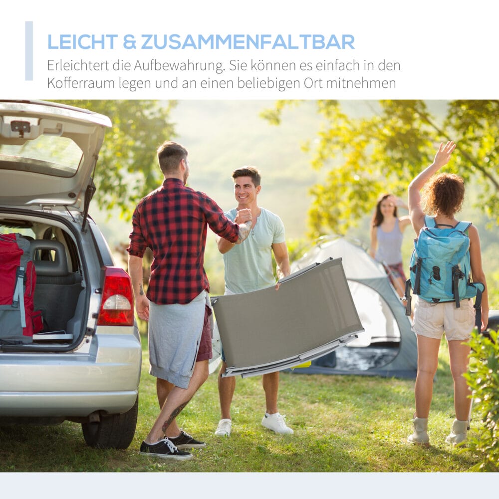 Zweier-Set hellgraue, ergonomische Sonnenliegen aus Aluminium.