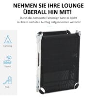Schwarze, ergonomische Sonnenliege mit 5-facher Verstellung.