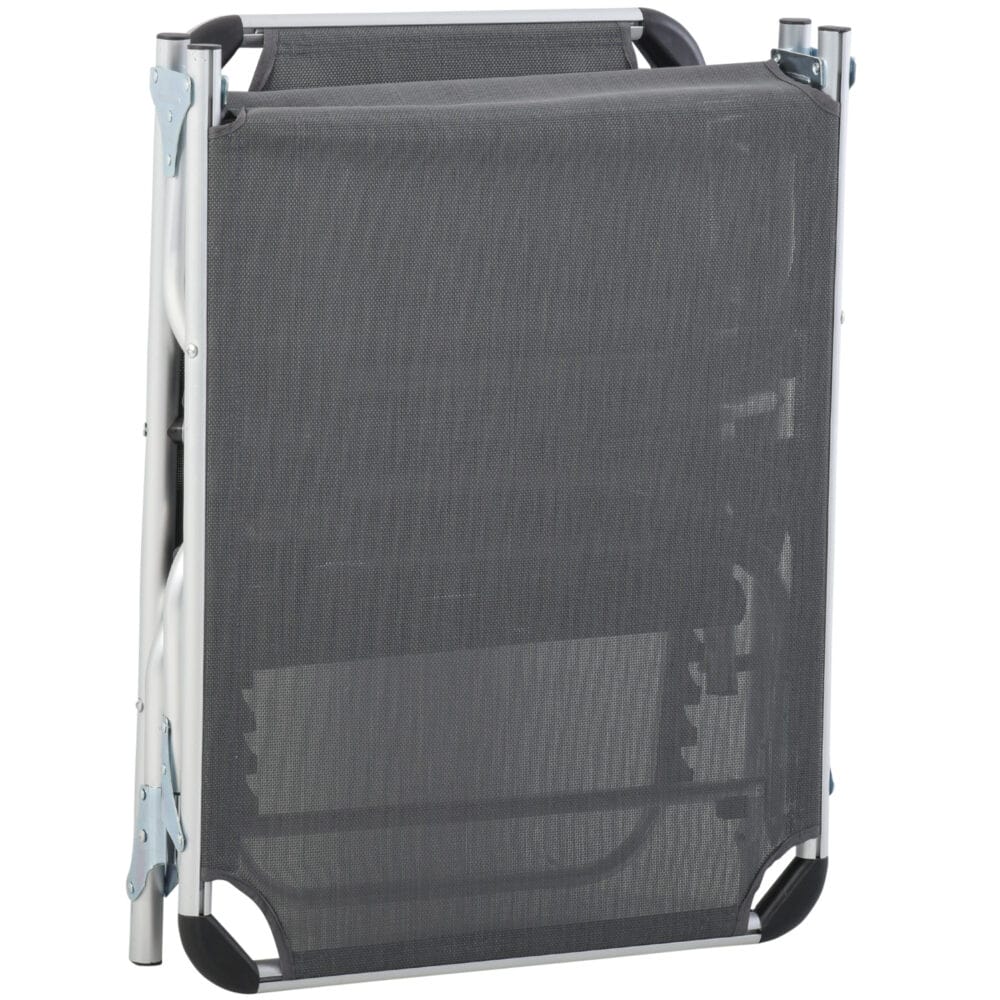 Graue Relaxliege aus Aluminium mit 5-facher Verstellung.