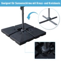 Schwarzes 4er-Set befüllbare Sonnenschirmgewichte.