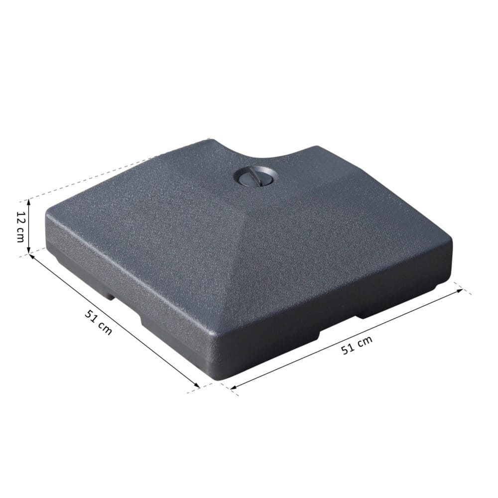 Schwarzes 4er-Set befüllbare Sonnenschirmgewichte.