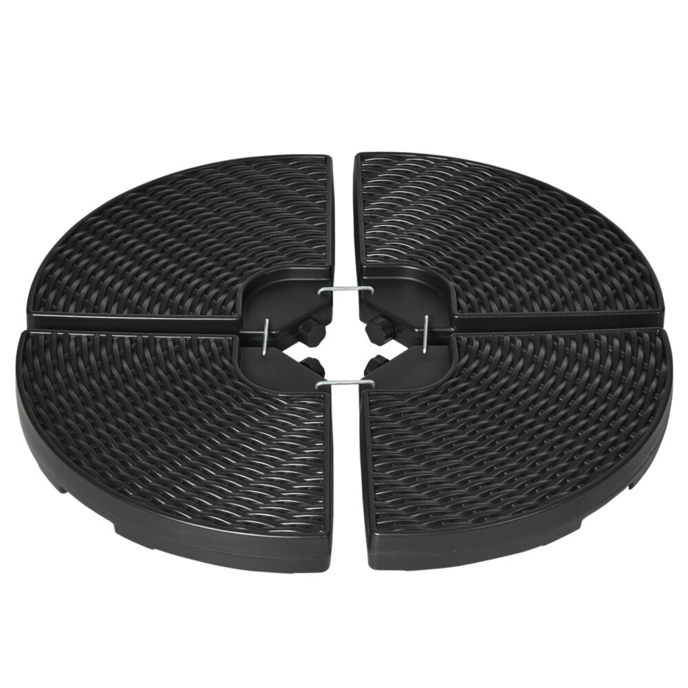 Wetterfestes Sonnenschirmgewicht 52-68kg aus HDPE in Schwarz.