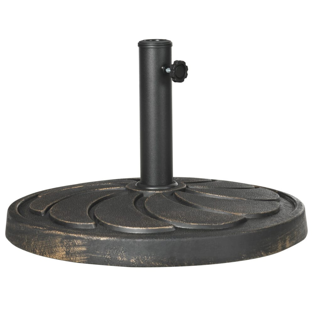Runder Sonnenschirmständer aus Kunstharz in Bronze, 18kg.