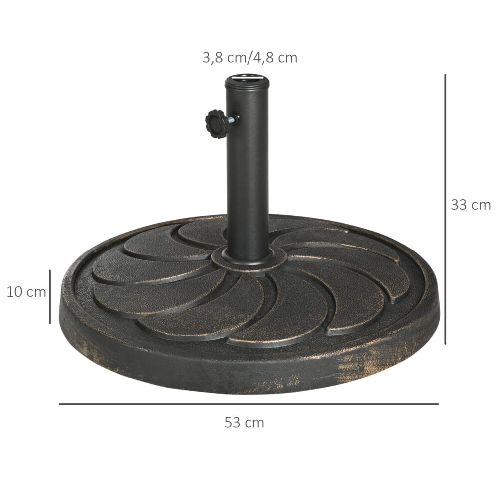 Runder Sonnenschirmständer aus Kunstharz in Bronze, 18kg.