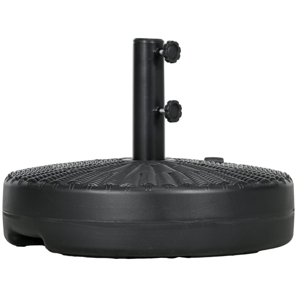 Schwarzer Sonnenschirmständer in Rattanoptik aus HDPE, 29kg.