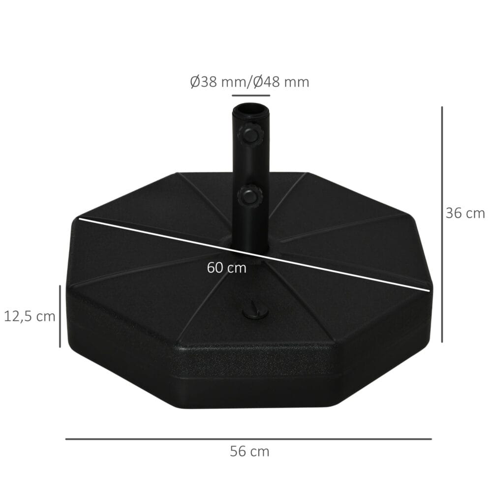 Befüllbarer Sonnenschirmständer mit stabilem Fuß, Ø60cm.