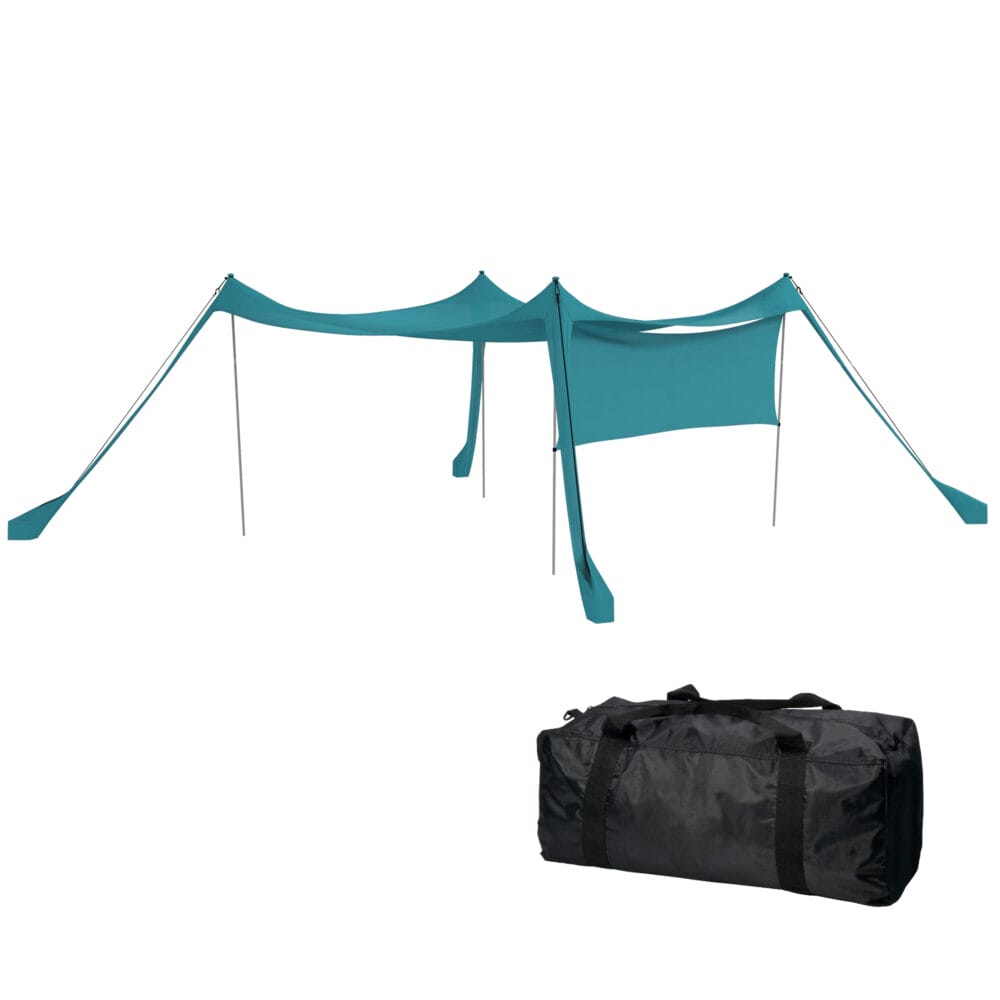 Blaues, wasserdichtes Sonnensegel 3x3x2m mit Tragetasche.