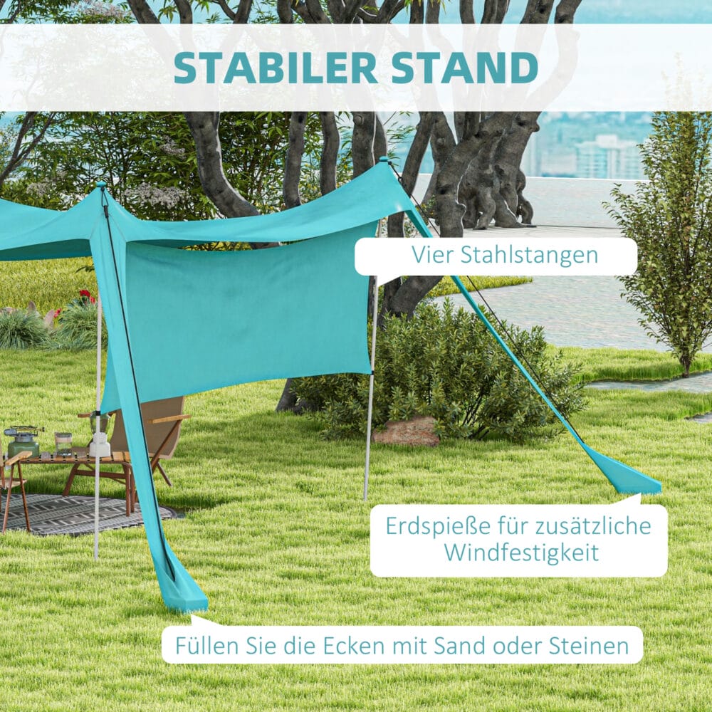 Blaues, wasserdichtes Sonnensegel 3x3x2m mit Tragetasche.
