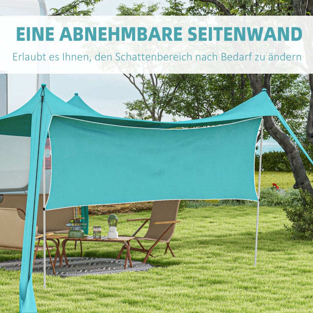 Blaues, wasserdichtes Sonnensegel 3x3x2m mit Tragetasche.