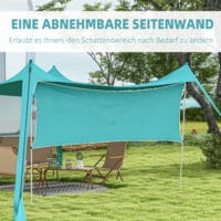 Blaues, wasserdichtes Sonnensegel 3x3x2m mit Tragetasche.